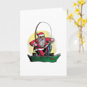 Carte Père Noël drôle de pêche de Noël Poisson Cadeau (Fleur jaune)