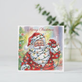 Carte Père Noël drôle Tendance Moderne Simple Mignon  (Debout devant)