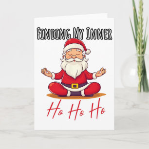Carte Père Noël drôle Yoga Noël Pose de Lotus Méditation