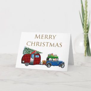 Carte père Noël En Voiture Classique
