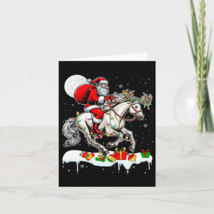 Carte Père Noël équitation Cheval Reindeer Xmas Amoureux
