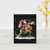 Carte Père Noël équitation Dinosaur T Rex Christmas Boys (Fleur jaune)