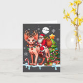 Carte Père Noël équitation renne Sphynx Chat Xmas arbre (Fleur jaune)