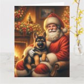 Carte Père Noël et allemand Shepherd Puppy Noël (Fleur jaune)