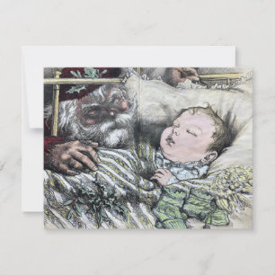 Carte Père Noël et bébé de Thomas Nast Harper en 1880