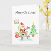Carte Père Noël et biscuits de style d'art d'enfant Mess (Fleur jaune)