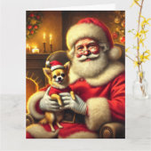Carte Père Noël et Chihuahua Noël des chiots (Fleur jaune)