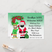 Carte Père Noël et Elfe dans les factices Noël (Devant/Arrière en situation)