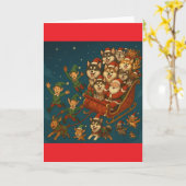 Carte Père Noël et Elfes Joyeux (Fleur jaune)