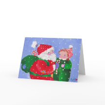 Carte père Noël et enfant