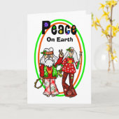 Carte Père Noël et Mme Claus Hippie Christmas Card (Fleur jaune)