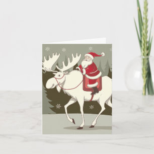 Carte Père Noël et Noël de l'orignal blanc