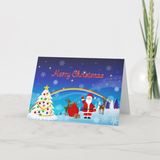 Carte Père Noël et rennes (Devant)