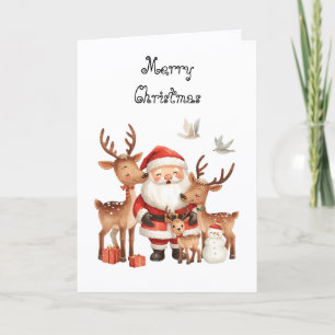 Carte Père Noël et ses assistants. Noël fantaisiste