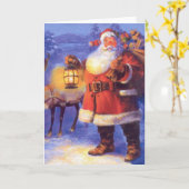 Carte Père Noël et ses rennes (Fleur jaune)