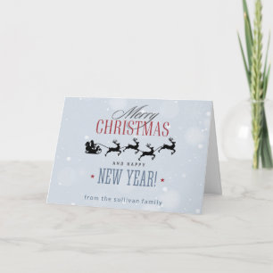 Carte Père Noël et silhouette de ses rennes volants Noël