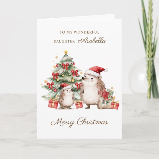 Carte Père Noël fille Hérisson Noël (Devant)