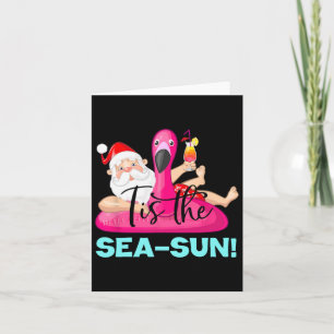 Carte Père Noël Flamant Flotte C'est La Mer-soleil Noël