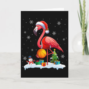 Carte Père Noël Flamant rose Jouer Sketll Joueur Xmas Lo