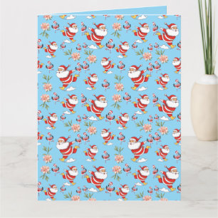 Carte Père Noël Flamant Tropical Motif de Noël