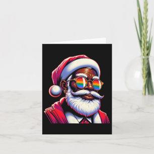 Carte Père Noël gay aux lunettes de soleil arc-en-ciel c