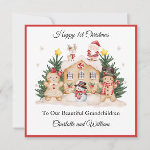 Carte Père Noël Girl Boy First Christmas Gingerbre