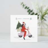 Carte père Noël girl, noël, (Debout devant)