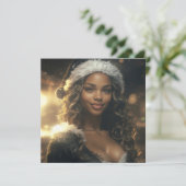 Carte Père Noël Girl sur le marché de Noël (Debout devant)