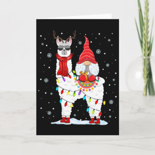 Carte Père Noël Gnomes chevauchant Llama Renne Lumière d