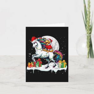 Carte Père Noël Golden Retriever équitation Unicorn Chri