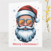 Carte Père Noël hipster (Fleur jaune)