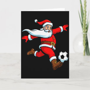 Carte Père Noël joue au football Noël Sports Femmes Homm