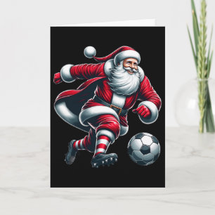 Carte Père Noël Joue Au Football Sports Noël Femmes Homm