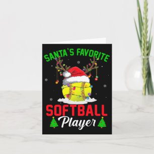 Carte Père Noël Joueur favori de softball Pajama de Noël