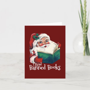 Carte Père Noël lit des livres interdits