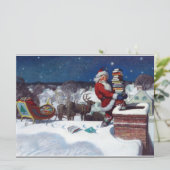 Carte Père Noël livrant des livres à Noël, (Debout devant)