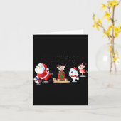 Carte Père Noël mignon patine avec des amis - Famille (Fleur jaune)