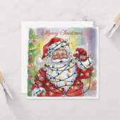 Carte Père Noël mignon simple moderne drôle tendance (Devant/Arrière en situation)