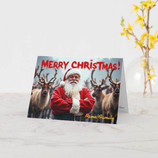 Carte Père Noël moderne (Fleur jaune)