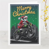 Carte Père Noël moto Noël | Jours fériés (Fleur jaune)