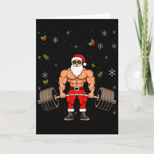 Carte Père Noël musculation Noël fitness gym soulevé de 