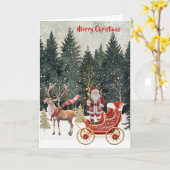 Carte Père Noël New Sleigh Faux Broderie Joyeux Noël (Fleur jaune)