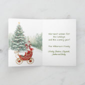 Carte Père Noël New Sleigh Faux Broderie Joyeux Noël (Intérieur)