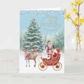 Carte Père Noël New Sleigh Faux Broderie Joyeux Noël (Fleur jaune)