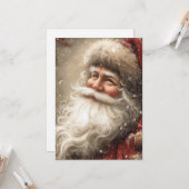 Carte Père Noël Noël Nostalgique Plat (Devant/Arrière en situation)