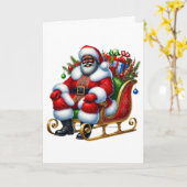 Carte Père Noël noire à Sleigh Noël personnalisé (Fleur jaune)