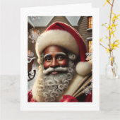 Carte Père Noël nostalgique (Fleur jaune)