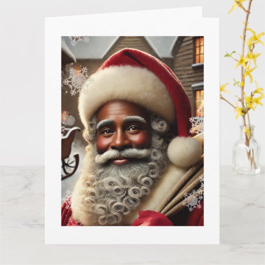 Carte Père Noël nostalgique (Fleur jaune)