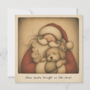 Carte Père Noël nostalgique avec photo rétro de chiot