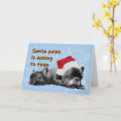 Carte Père Noël passe-taureau blanc pour Noël (Fleur jaune)